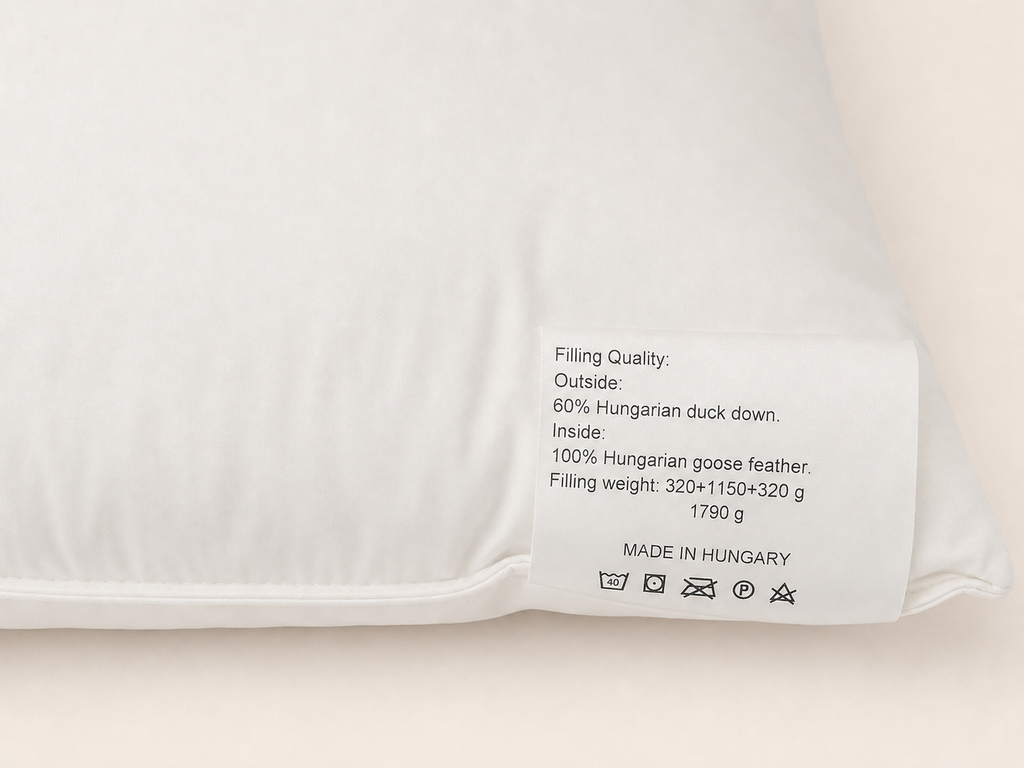 3-Chamber Hungarian Duck Down Pillow 60 × 70 cm | Sleeplandia