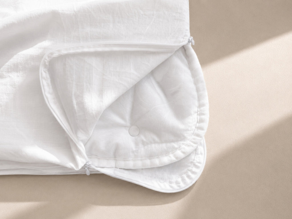 Sleeplandia duvet cover almost zipped closed with duvet inside